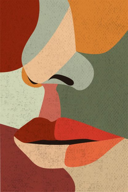 Illustrated abstract women face poster