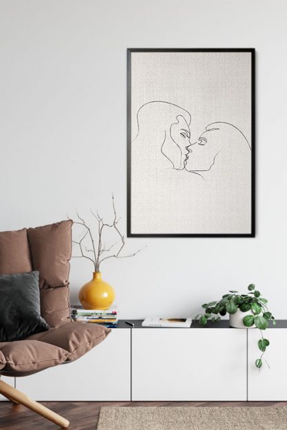 Passionate kissing illustration poster