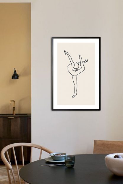 Ballerina line art 1 poster in interior