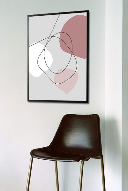 Pink tone shape and lines no. 3 poster in interior