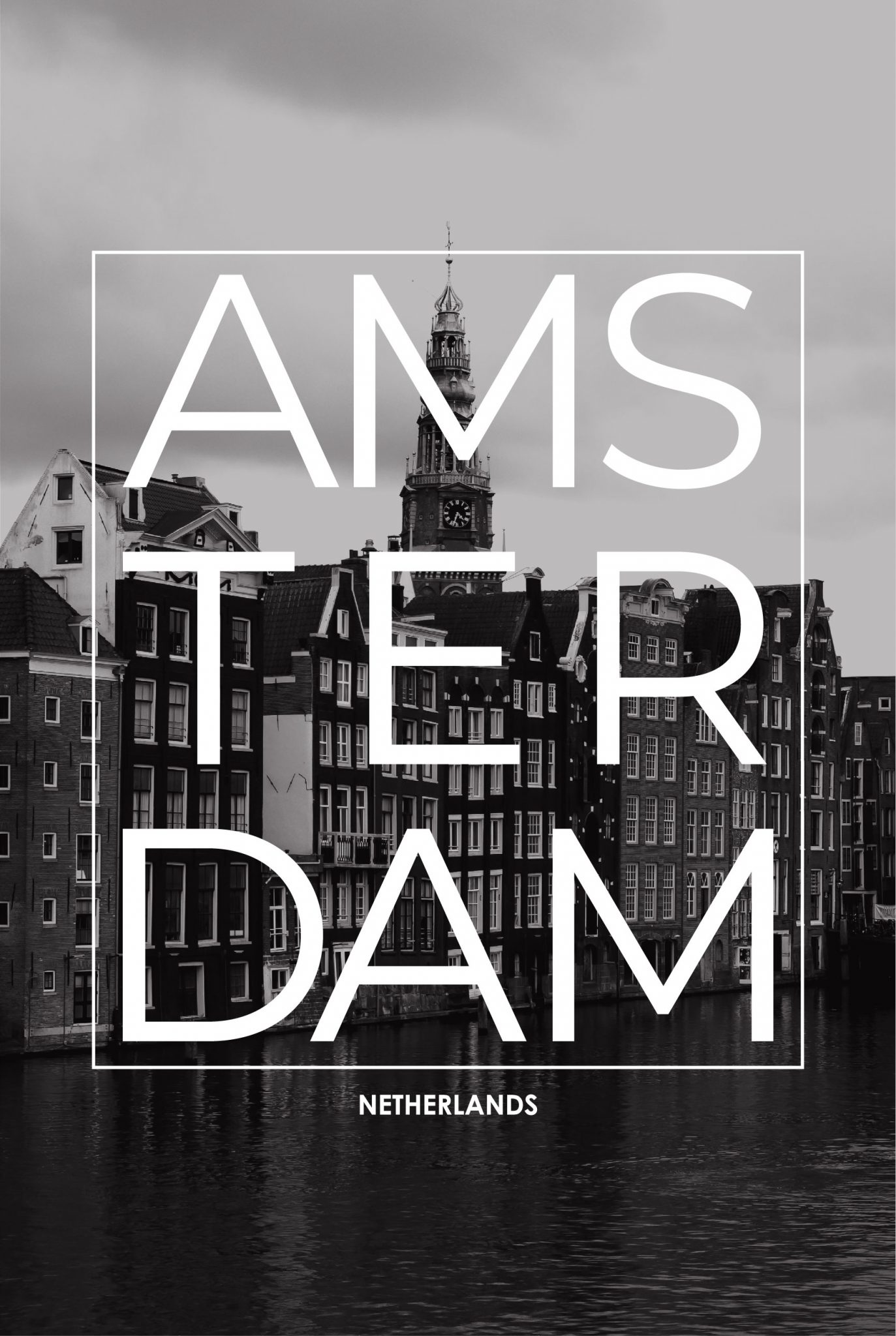 Amsterdam B&W Typo Poster - Artdesign