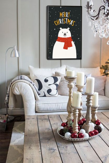 Polar bear with scarf poster in interior