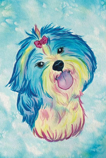 CMYK Shih Tzu Poster art in watercolor by Siara Gogh