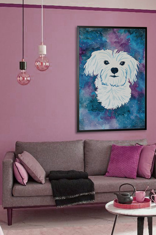 Galaxy Maltese Poster in interior