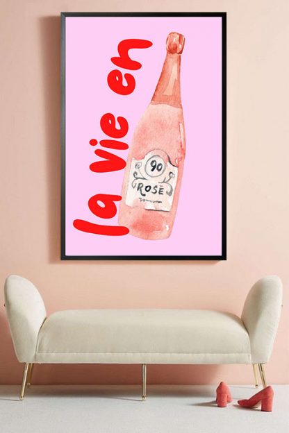 Speak French La Vie En illustration poster in an interior