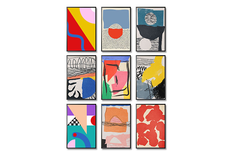 Abstract Collage Collection Poster Bundle in Black Frame