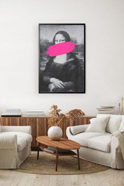 Mona lisa pink brush stoke poster in interior