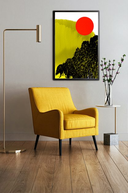 Black Gold Rising Sun poster in interior