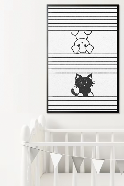 Window Peaking Pets Poster in interior