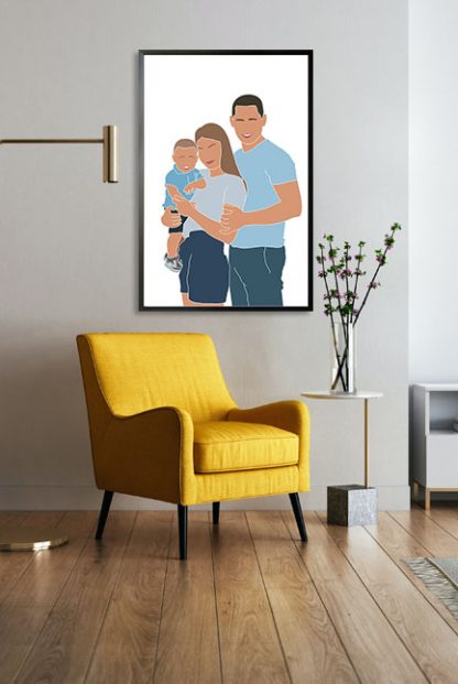 Personalized minimalist family poster in wall interior