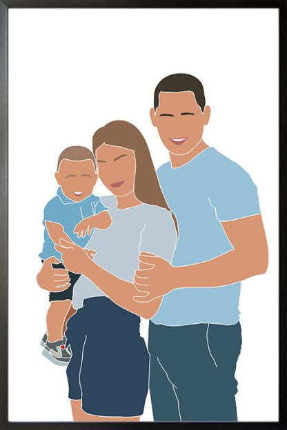 Personalized minimalist family poster with black frame