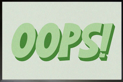 Comical OOPS poster in black frame