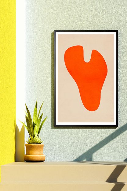 Abstract regular shape Orange Poster in black frame