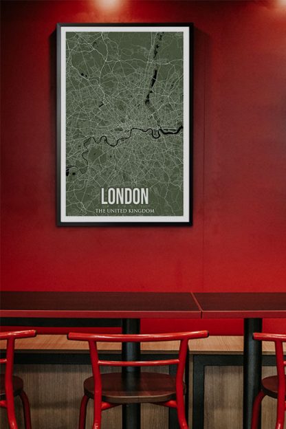 London Colored City Map Poster in interior