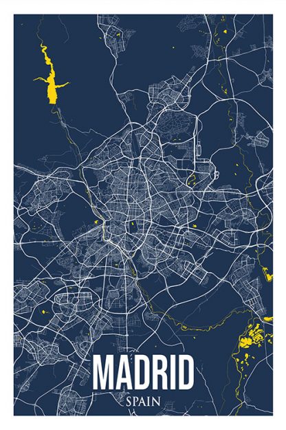 Madrid Colored City Map Poster