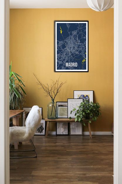 Madrid Colored City Map Poster in interior