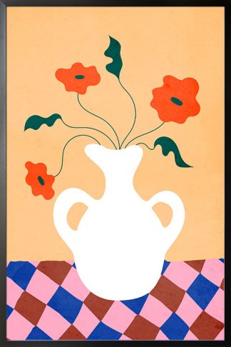Artsy Flower Vase and Pattern no. 1 Poster in Black Frame