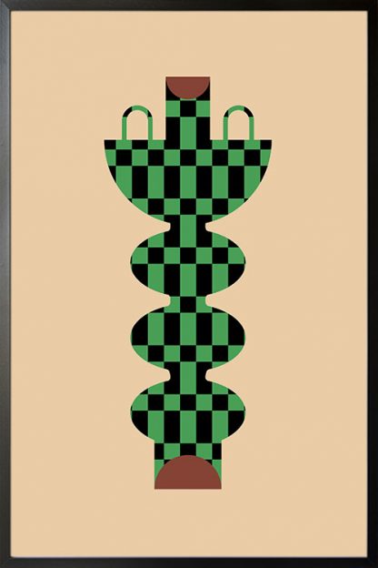 Vase tube and checkered pattern no. 2 Poster in Black Frame