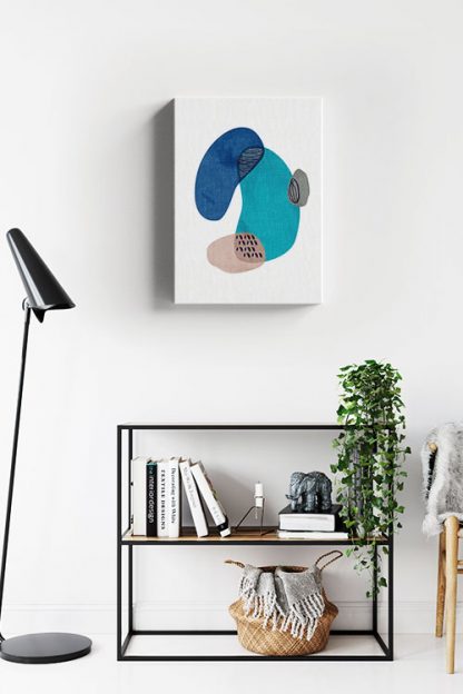 Abstract shape blue tones canvas in Interior