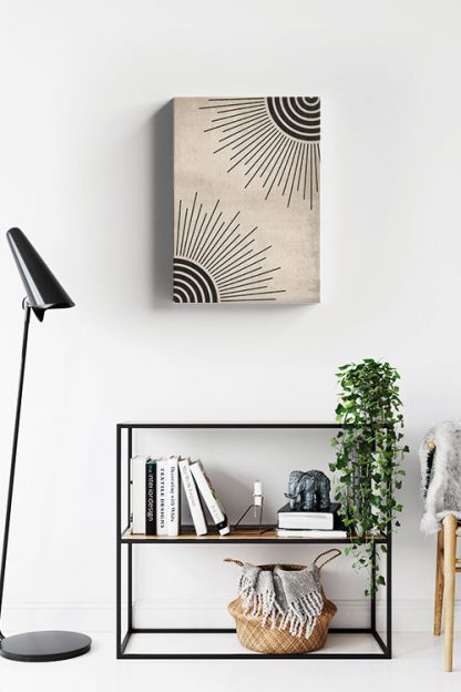 Lines Sun Abstract Corner Canvas in interior