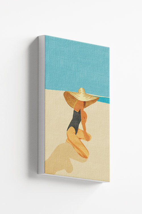 Women in Beach Hat Canvas