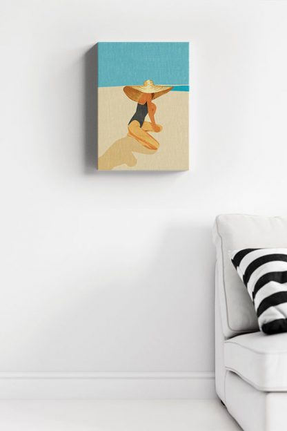 Women in Beach Hat Canvas in Interior