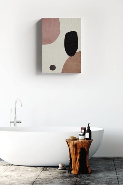 Abstract Textured shapes and circle canvas in interior