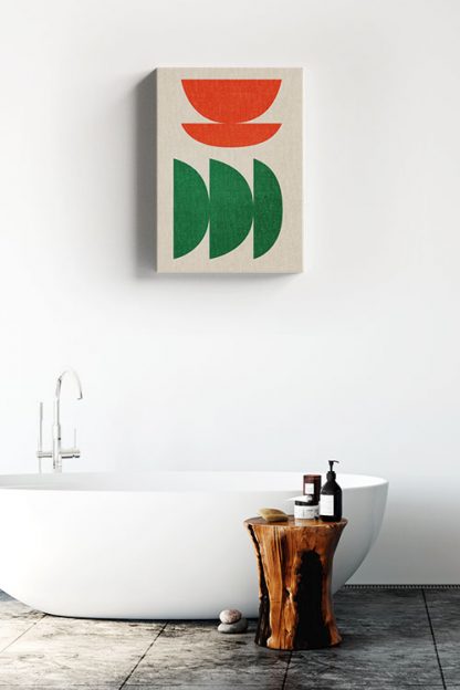 Half circle orange and green canvas in interior