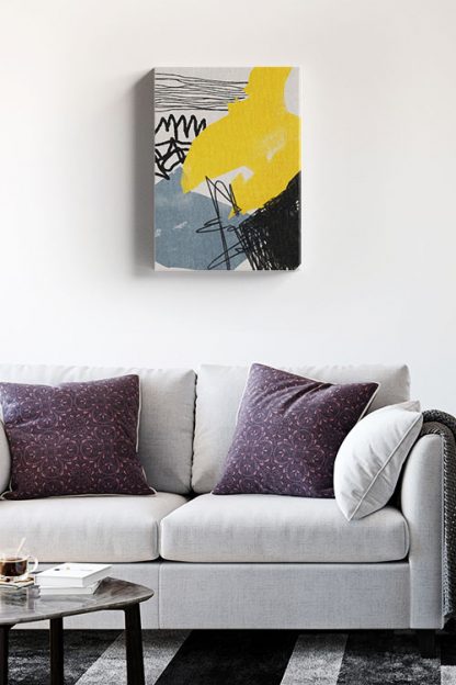 Abstract hand drawn no. 5 canvas in interior