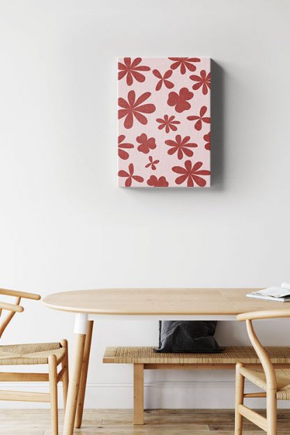 Shade of pink flower cut-out canvas in interior