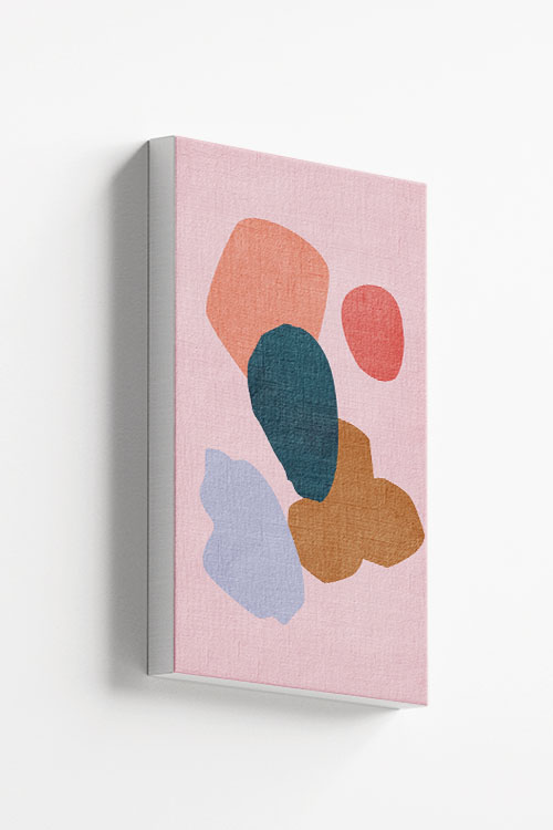 Shade of pink and blue shapes canvas