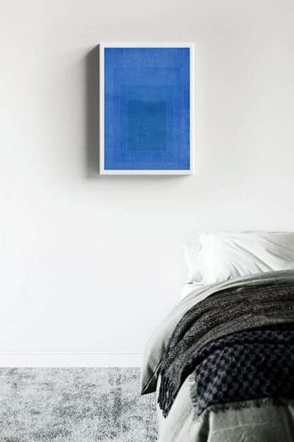 Textured blue rectangles canvas in interior