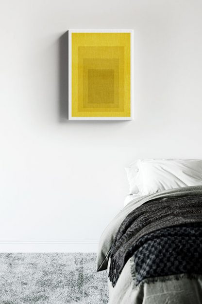 Textured yellow rectangles canvas in interior