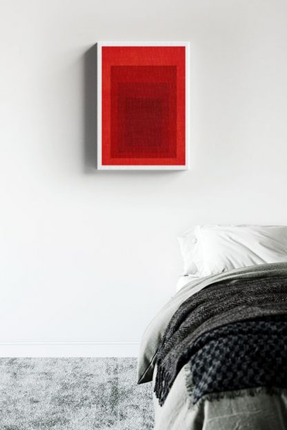 Textured red rectangles canvas in interior