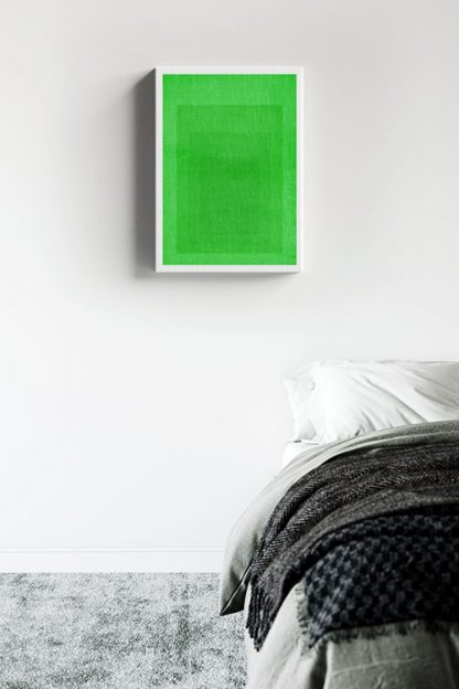 Textured green rectangles canvas in interior