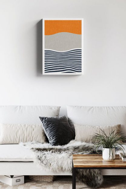 Abstract sunset with gray mountain Canvas in interior