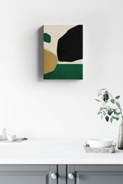 Abstract Green and Gold no.1 Canvas in interior