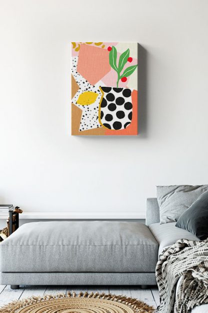 Abstract vase and lemon Canvas in interior