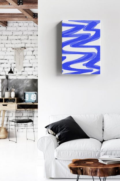 Blue Zigzag canvas in interior