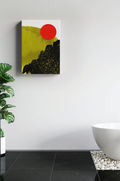 Black Gold Rising Sun canvas in interior