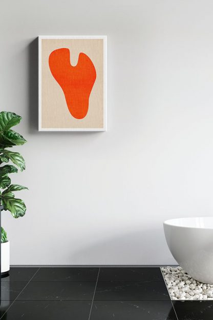 Abstract regular shape Orange Canvas in interior