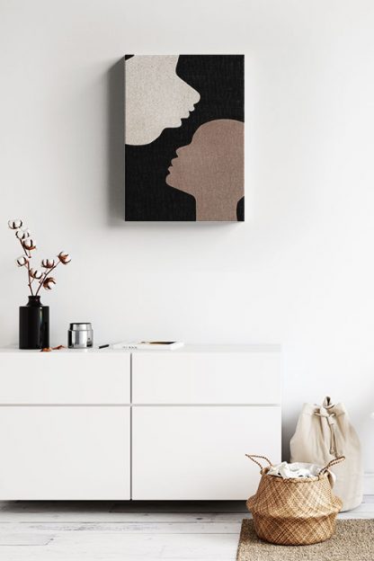 Abstract couple reverse silhouette Canvas in interior