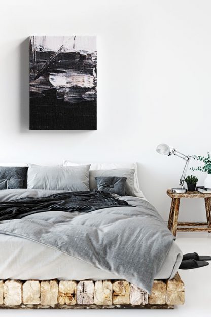 Abstract black and white painting Canvas in interior