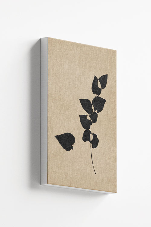 Mid Century art Black leaves canvas