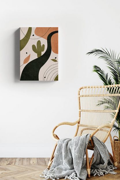 Drawn shapes and cactus no. 1 canvas in interior