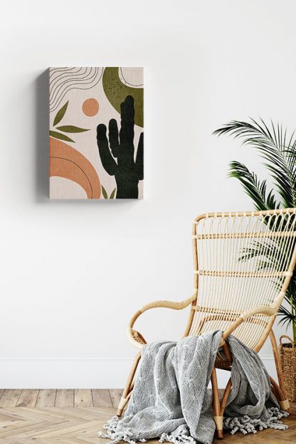 Drawn shapes and cactus no. 2 canvas in interior