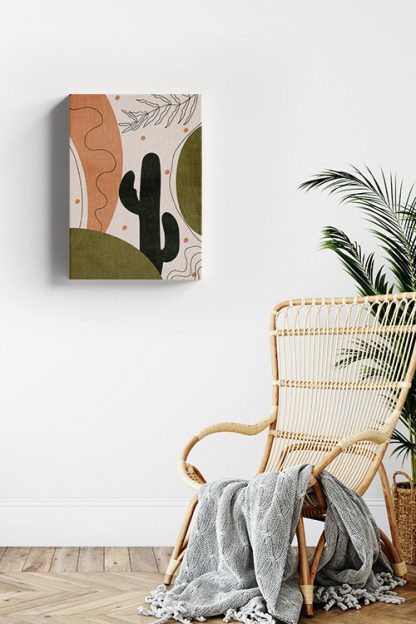 Drawn shapes and cactus no. 4 canvas in interior design