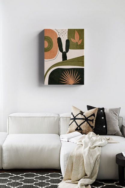 Drawn shapes and cactus no. 5 canvas in interior