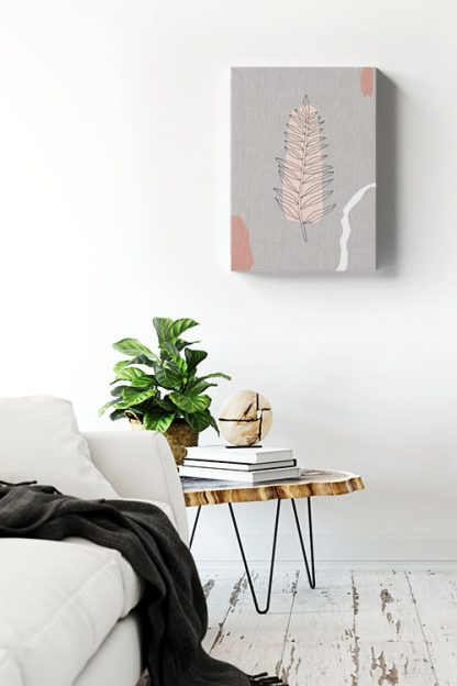 Leaves and abstract shape canvas in interior