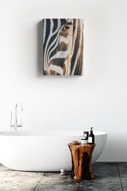 Zebra close half face view Canvas in Interior